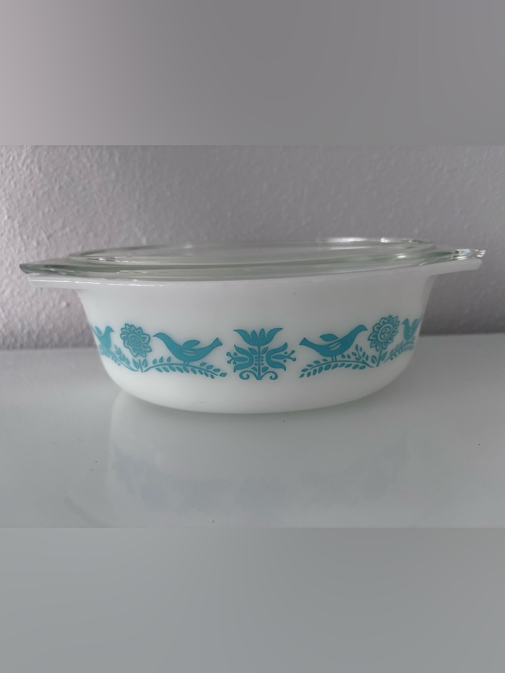 Vintage Pyrex Turquoise Blue Meadow 043 1-1/2 QT Casserole With Lid